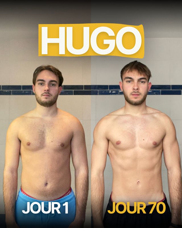 Transformation d’Hugo, jour 1 à jour 70