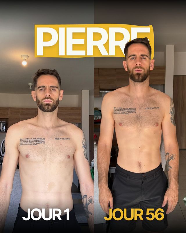Transformation de Pierre, jour 1 à jour 56