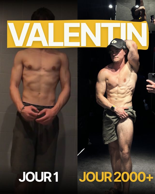 Transformation de Valentin, jour 1 à jour 2000+